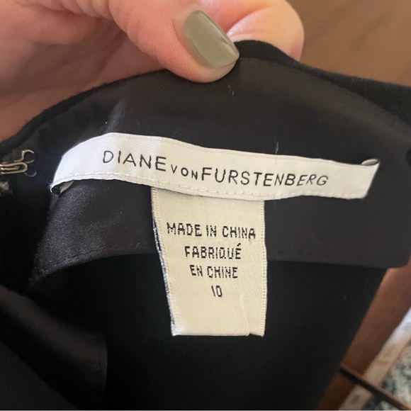 DVF Helen Black Sheath Dress Size 10 — Quiet Luxury Minimalist LBD - Picture 3 of 7